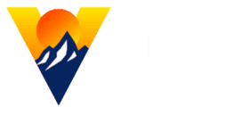 Vistia Capital logo with a stylized V, sun, and mountain imagery in blue and orange color palette with white lettering.